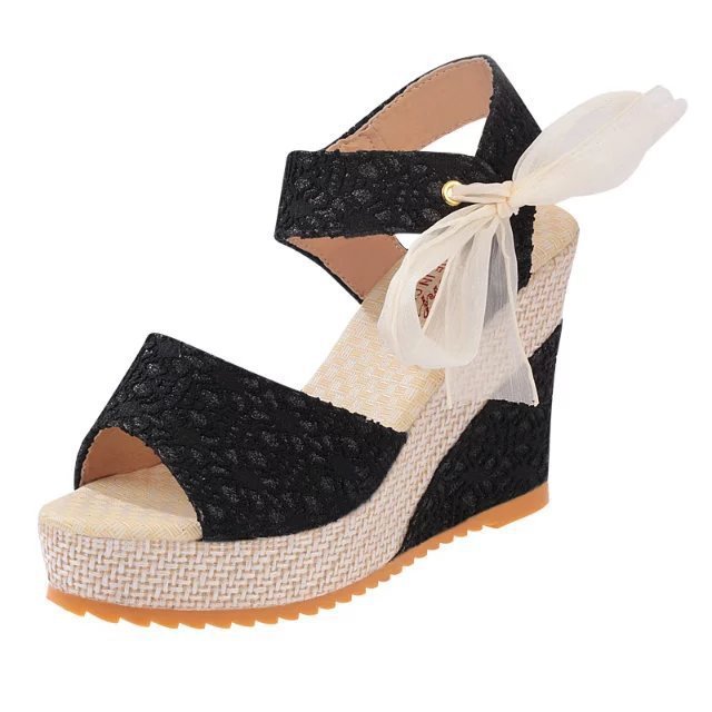 New High Heeled Sandals Women's Thick Soled Wedge Bow Knot Women's Sandals