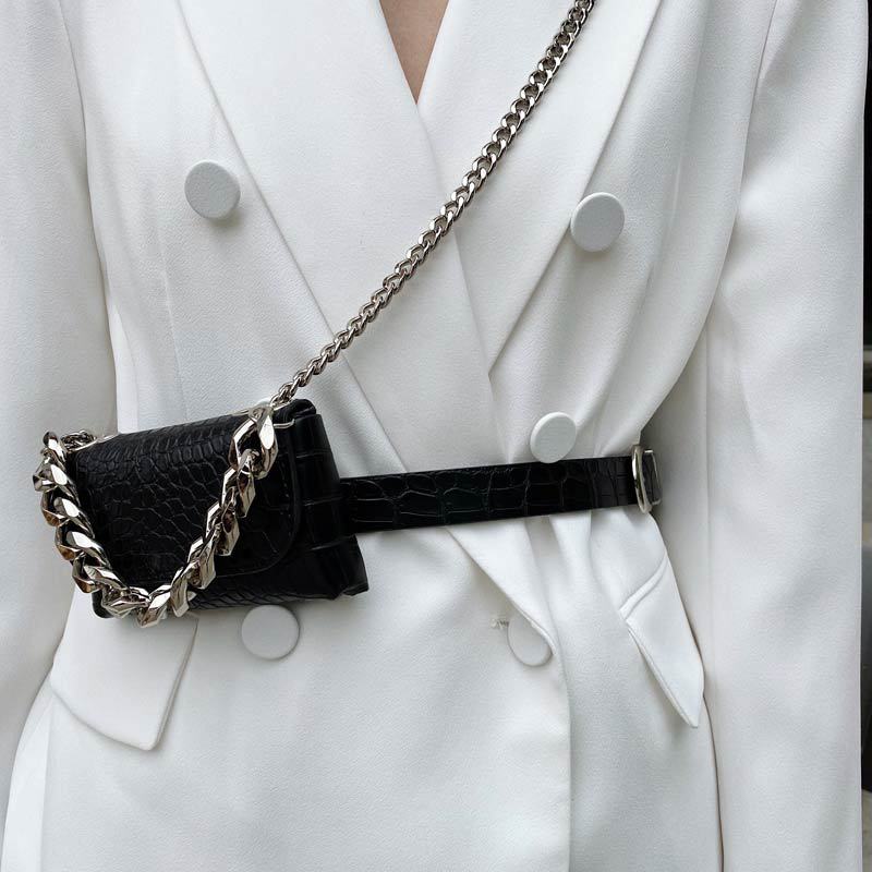 Mini Lipstick Bag Female Thick Chain Waist Bag New Trendy Messenger Change Chest Bag Ins Mini Bag