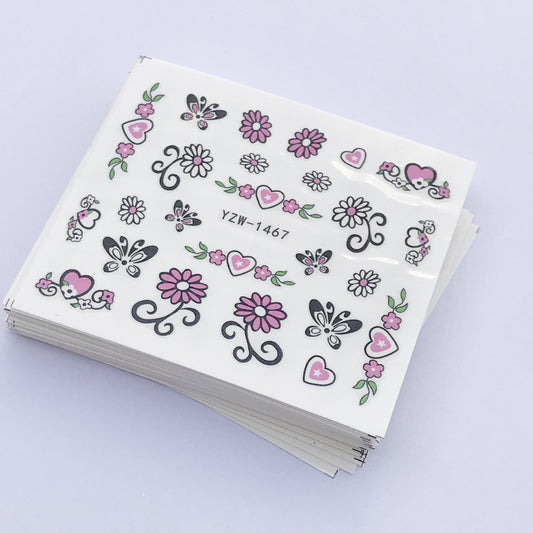 Black And White Lace Bright And Prosperous Series Of Nail Polish Full Stickers Set Of 50