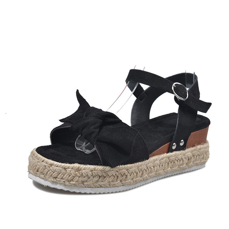 Women's Sandals With Flat Hemp Rope