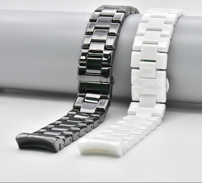 To  The AR14001410 Series Of AMani Watch Bracelet, Black Curved Ceramic Watch Strap 22mm