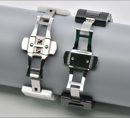 To  The AR14001410 Series Of AMani Watch Bracelet, Black Curved Ceramic Watch Strap 22mm