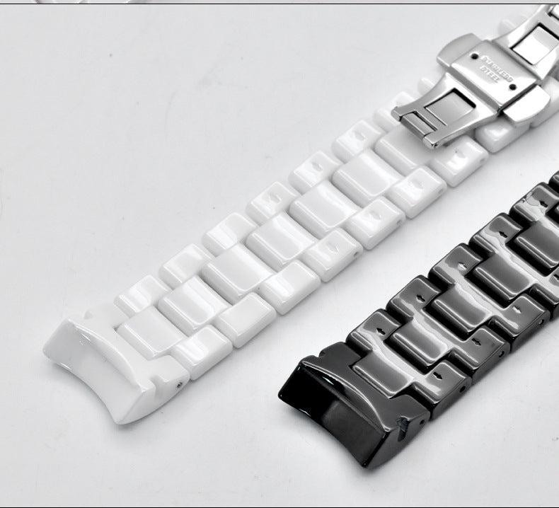 To  The AR14001410 Series Of AMani Watch Bracelet, Black Curved Ceramic Watch Strap 22mm