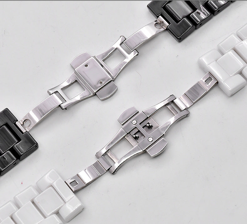 To  The AR14001410 Series Of AMani Watch Bracelet, Black Curved Ceramic Watch Strap 22mm