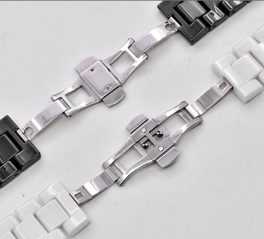 To  The AR14001410 Series Of AMani Watch Bracelet, Black Curved Ceramic Watch Strap 22mm