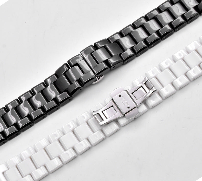 To  The AR14001410 Series Of AMani Watch Bracelet, Black Curved Ceramic Watch Strap 22mm
