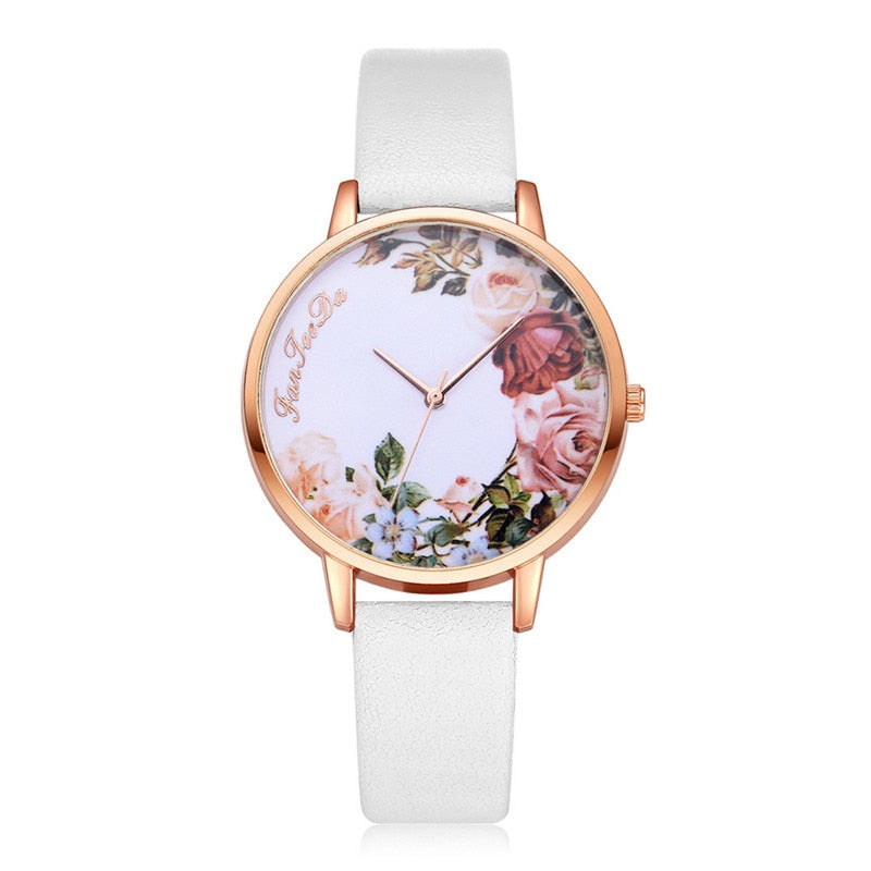 Personalized Peony Flower Trend Korean Style Simple Belt Women's Watch
