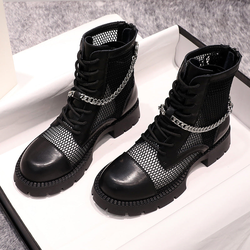 Fashion Hollow Breathable Mesh Martin Boots