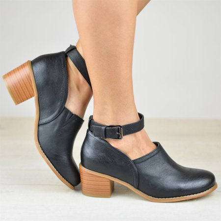 Thick Heeled Mid- Heel Retro Round Toe Women's Nude Boots