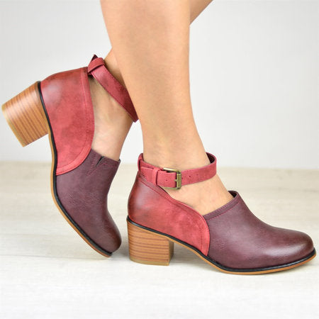 Thick Heeled Mid- Heel Retro Round Toe Women's Nude Boots
