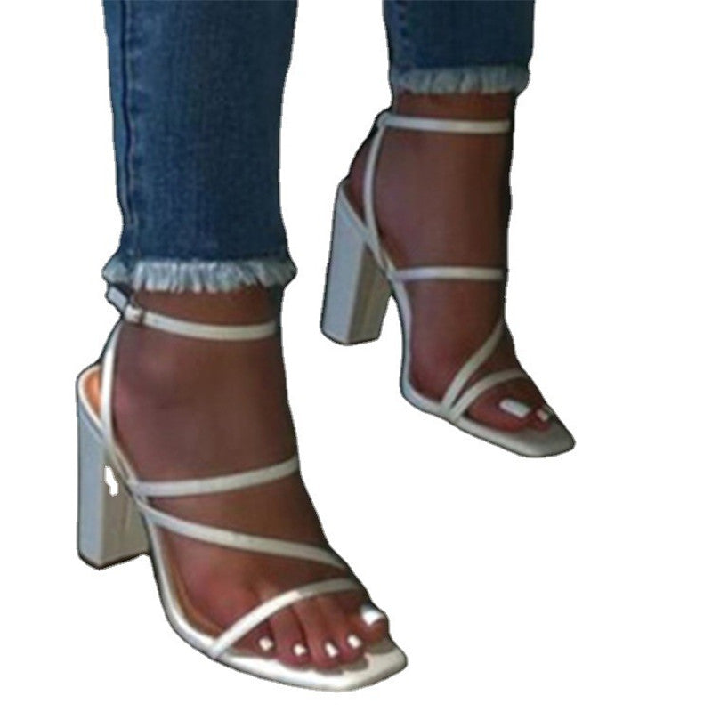 Sandals And Slippers Fashion Women's Shoes With Thick Heel Buckle Plus Size