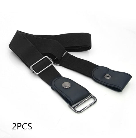 Adjustable Leather Elastic Belt Simple Elastic Invisible Belt All-Match Slim Lazy Belt
