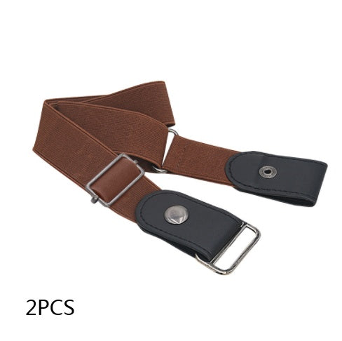 Adjustable Leather Elastic Belt Simple Elastic Invisible Belt All-Match Slim Lazy Belt