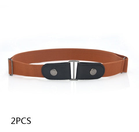 Adjustable Leather Elastic Belt Simple Elastic Invisible Belt All-Match Slim Lazy Belt