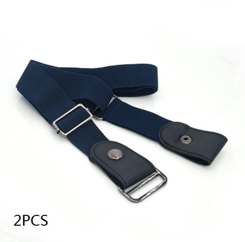 Adjustable Leather Elastic Belt Simple Elastic Invisible Belt All-Match Slim Lazy Belt