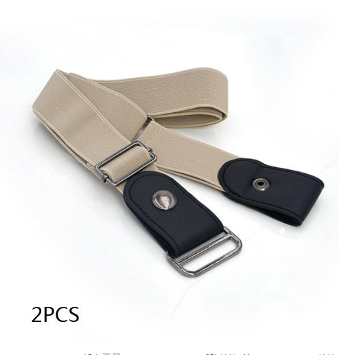 Adjustable Leather Elastic Belt Simple Elastic Invisible Belt All-Match Slim Lazy Belt