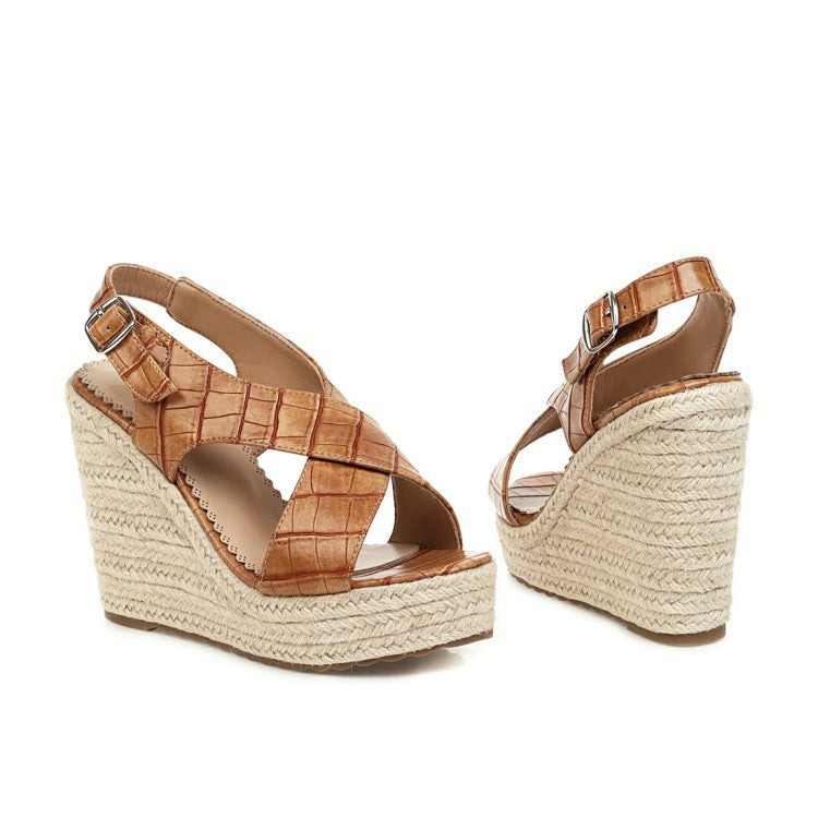 Simple Wedge Belt Buckle Sandals