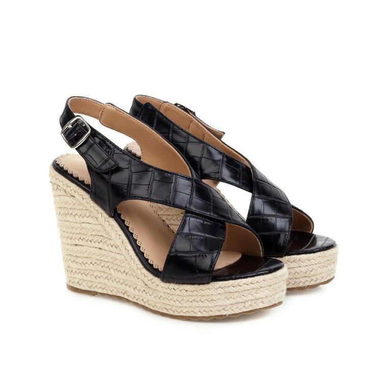Simple Wedge Belt Buckle Sandals