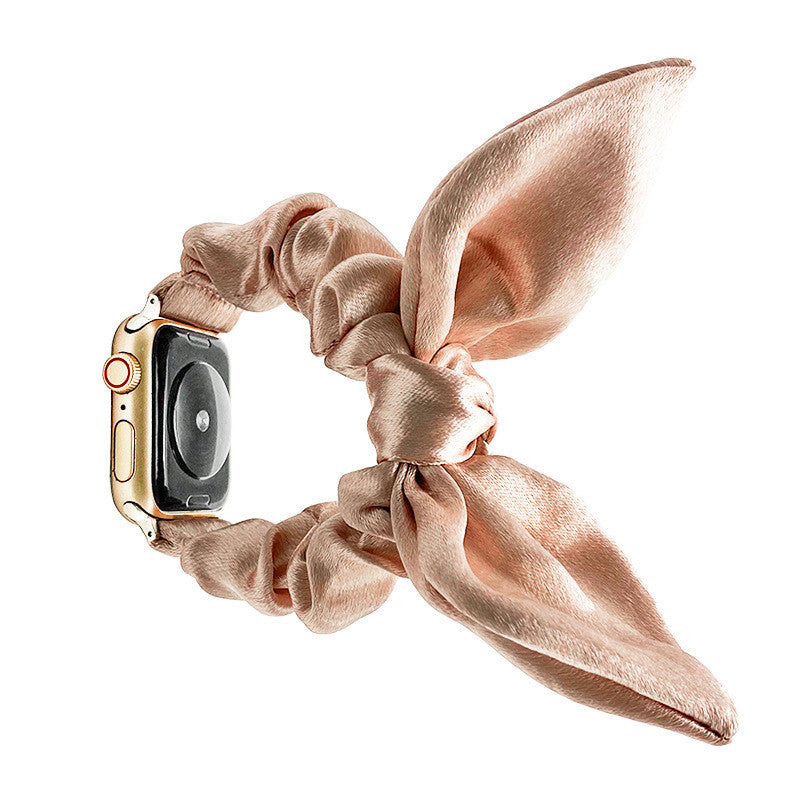 Compatible with Apple, Satin Bowknot Ear Hair Tie Strap Elastic Apple IWatch Watch Band