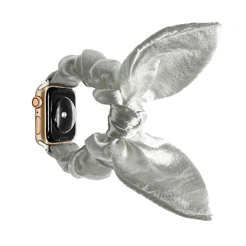 Compatible with Apple, Satin Bowknot Ear Hair Tie Strap Elastic Apple IWatch Watch Band