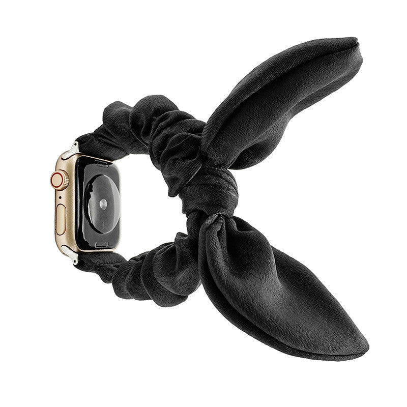 Compatible with Apple, Satin Bowknot Ear Hair Tie Strap Elastic Apple IWatch Watch Band