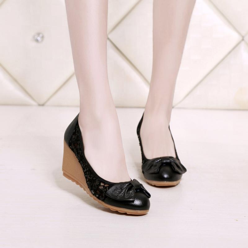 Style Slope Heel Thick-soled Heightening Sandals Breathable Hollow Flat Soft Bottom Hole Shoes