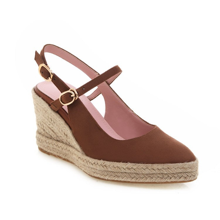Women Shoes Platform Sandals Peep Toe High Wedges Heel Ankle Buckles Espadrilles