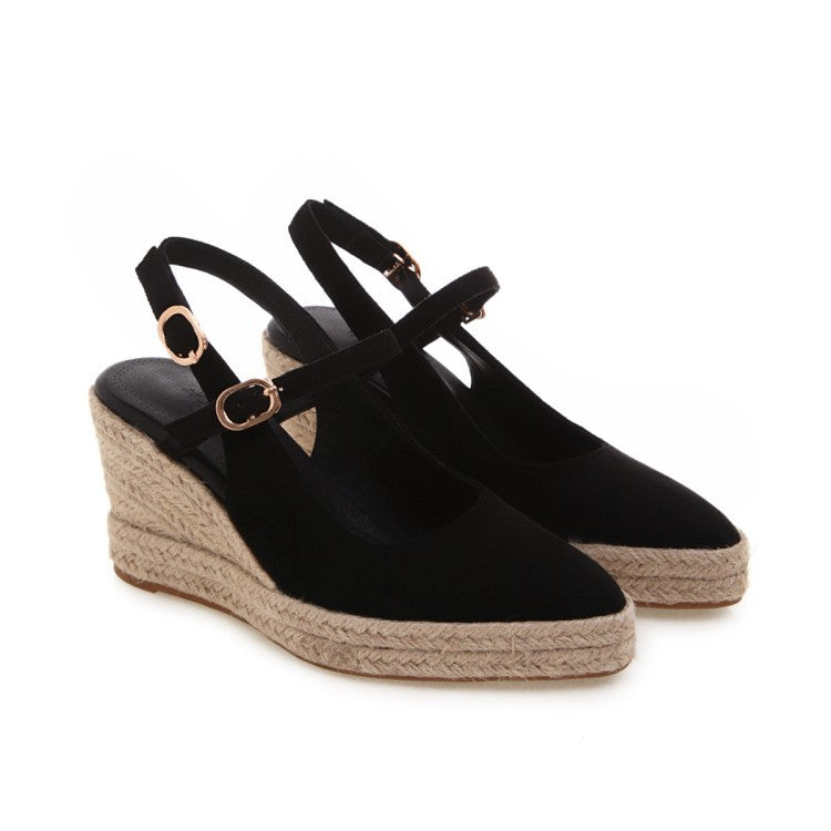 Women Shoes Platform Sandals Peep Toe High Wedges Heel Ankle Buckles Espadrilles