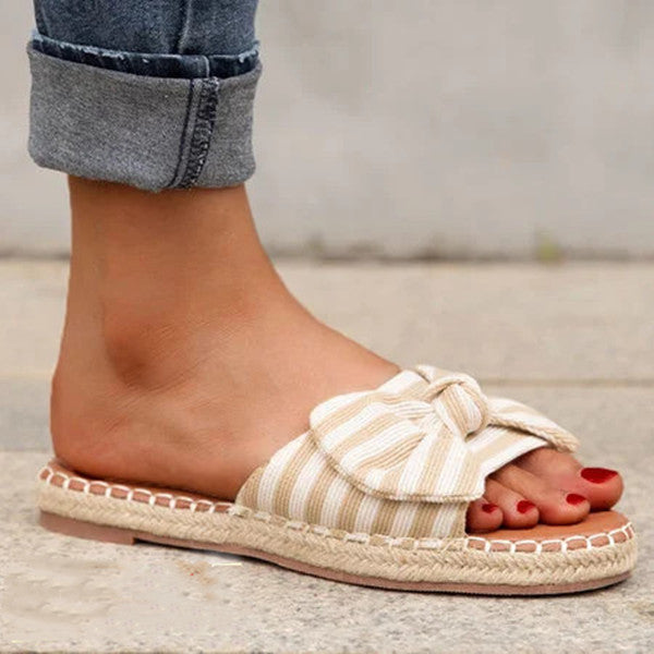 Large Size Hemp Rope Bowknot Slippers Women