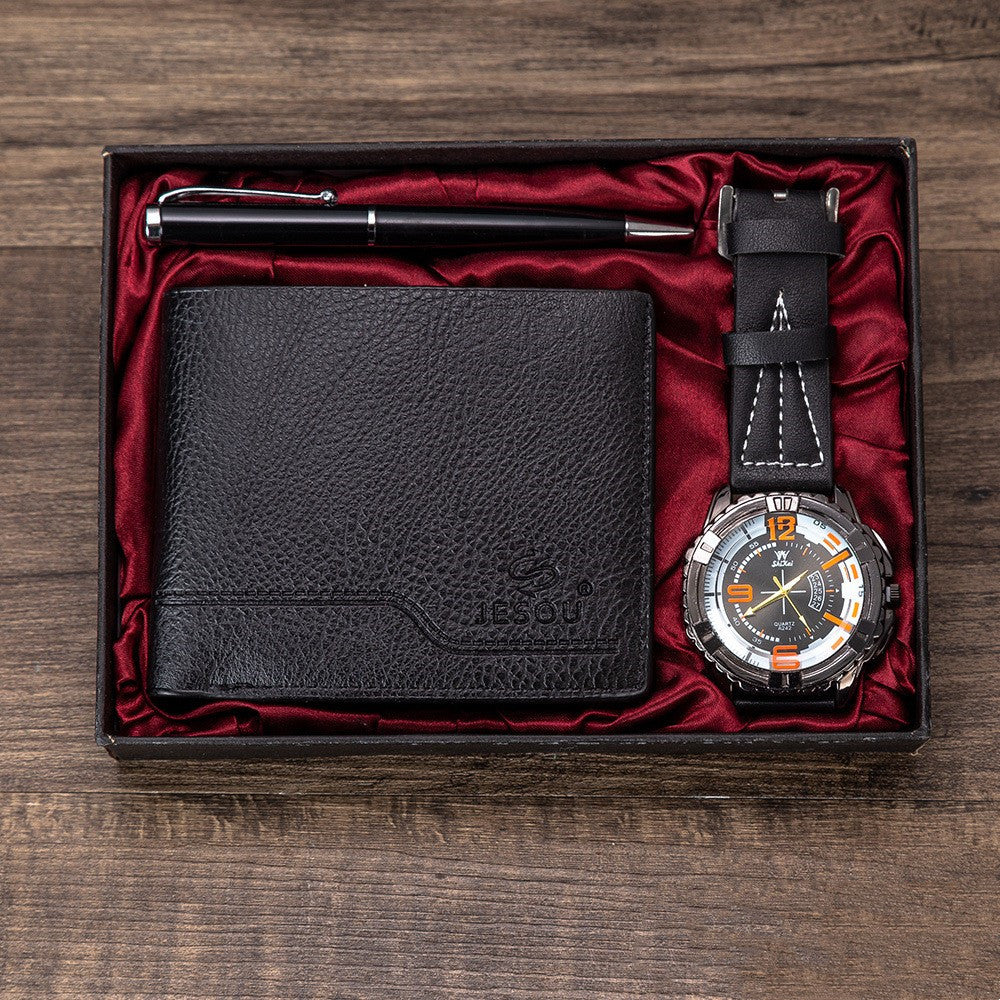 Men's Luxury Watch Gift Set Pen Wallet Quartz Watch