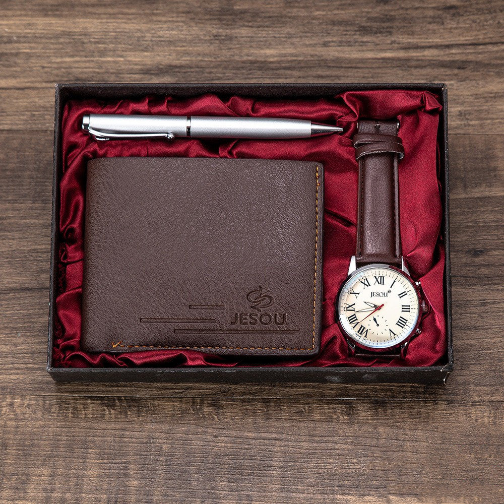 Men's Luxury Watch Gift Set Pen Wallet Quartz Watch
