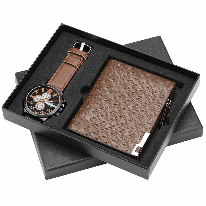 Men's Luxury Watch Gift Set Pen Wallet Quartz Watch