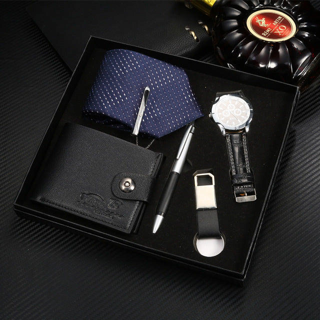 Men's Luxury Watch Gift Set Pen Wallet Quartz Watch