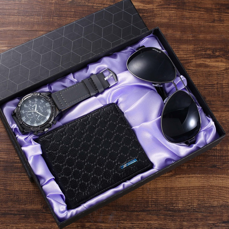 Men's Luxury Watch Gift Set Pen Wallet Quartz Watch
