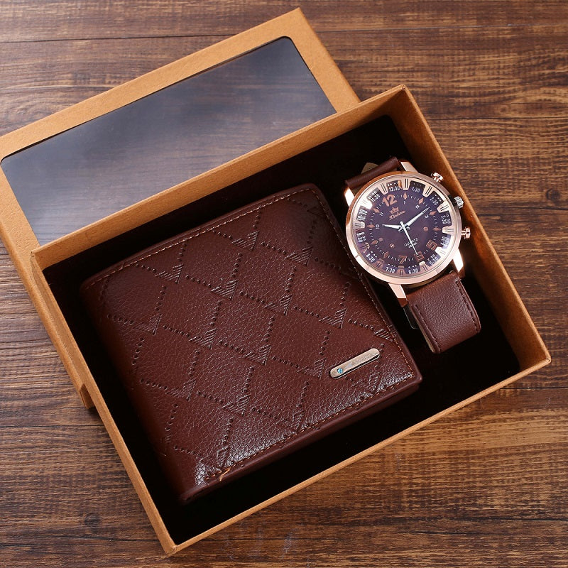 Men's Luxury Watch Gift Set Pen Wallet Quartz Watch