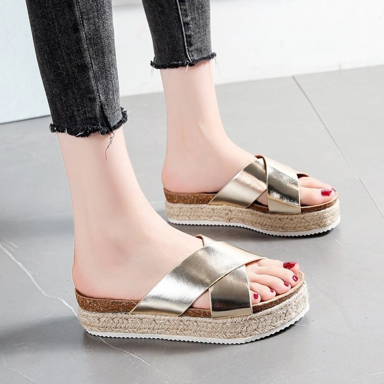 Hemp Rope Thick-soled Comfortable Large Size Outdoor Slippers