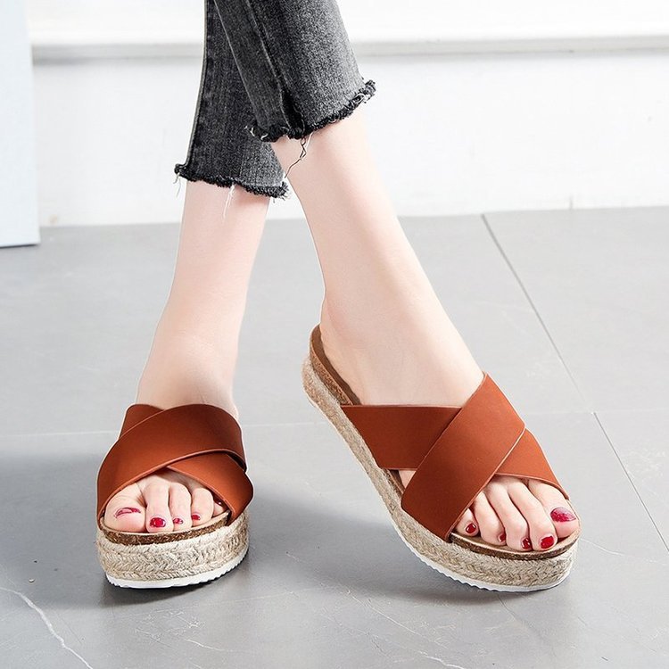 Hemp Rope Thick-soled Comfortable Large Size Outdoor Slippers