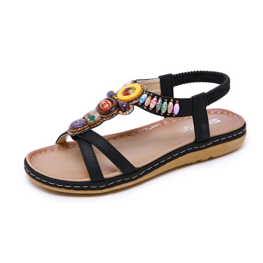 Retro Beaded Holiday Beach Flats