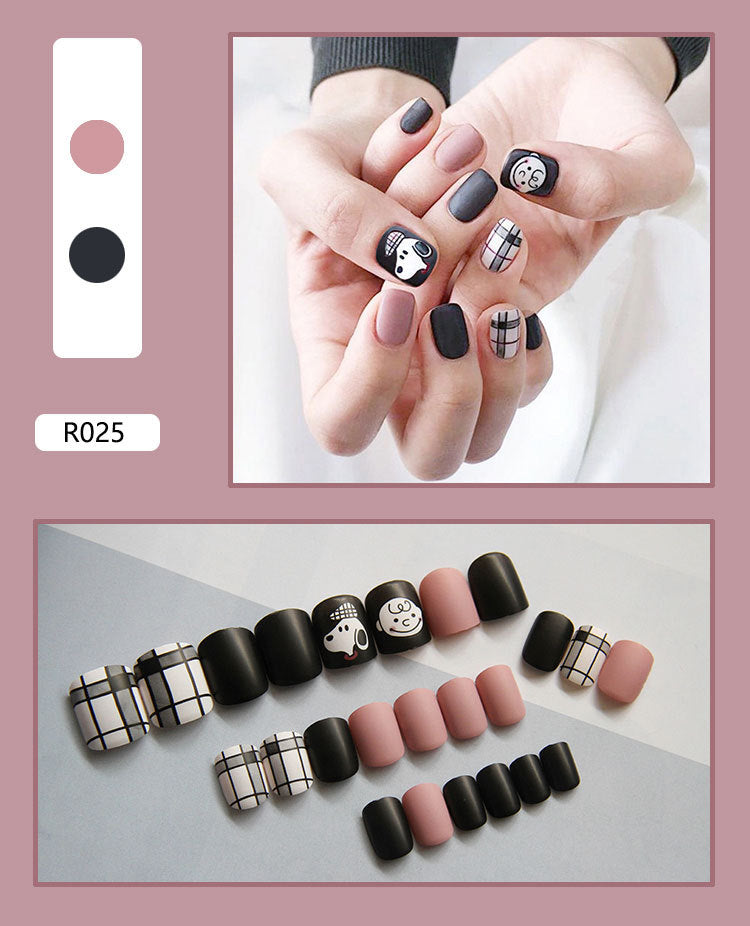24 Pieces Of Wearable Nail Patches, Wearable Nail Pieces, Frosted Nail Art