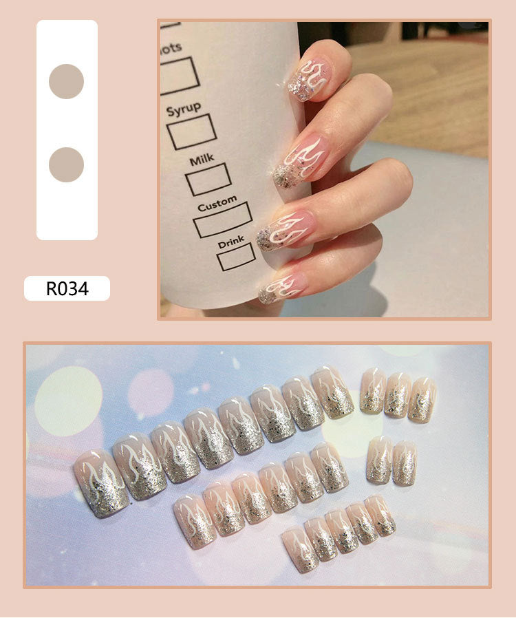 24 Pieces Of Wearable Nail Patches, Wearable Nail Pieces, Frosted Nail Art