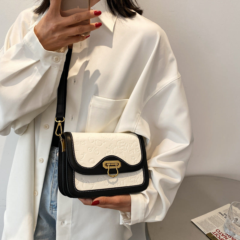 Fashion Contrast Color Single Shoulder Messenger Bag Mini Texture Small Square Bag