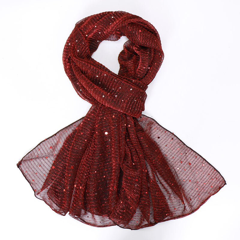 Sequins All-Mtch Scarf Monochrome Fashion Gold And Silver Long Scarf Women