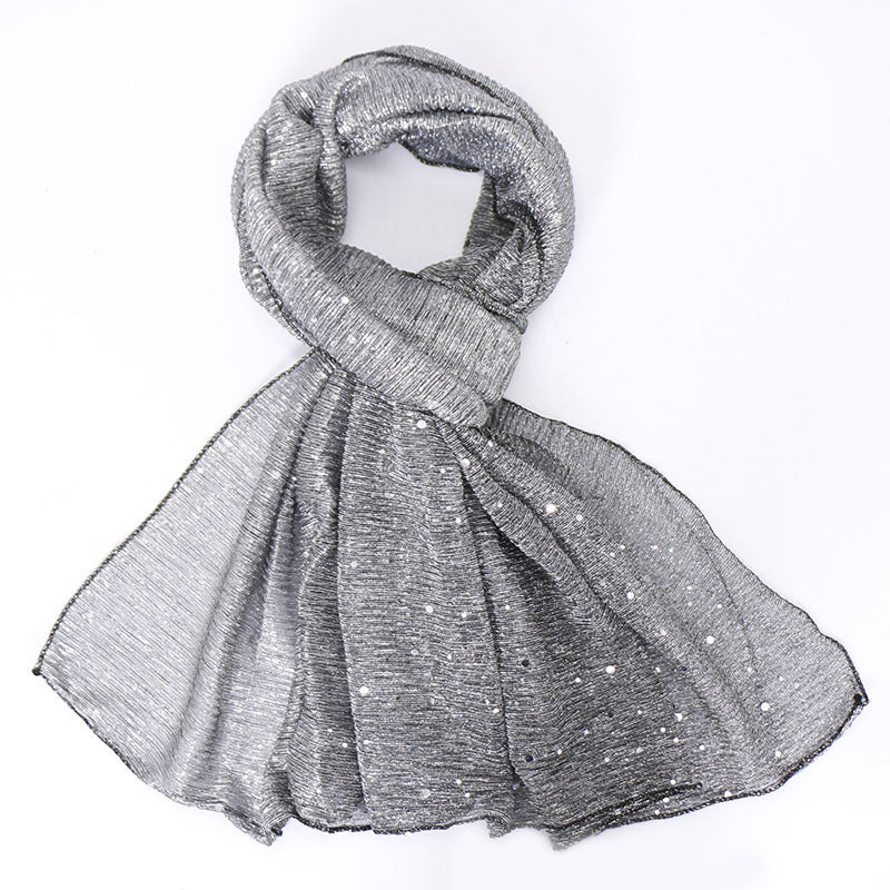 Sequins All-Mtch Scarf Monochrome Fashion Gold And Silver Long Scarf Women