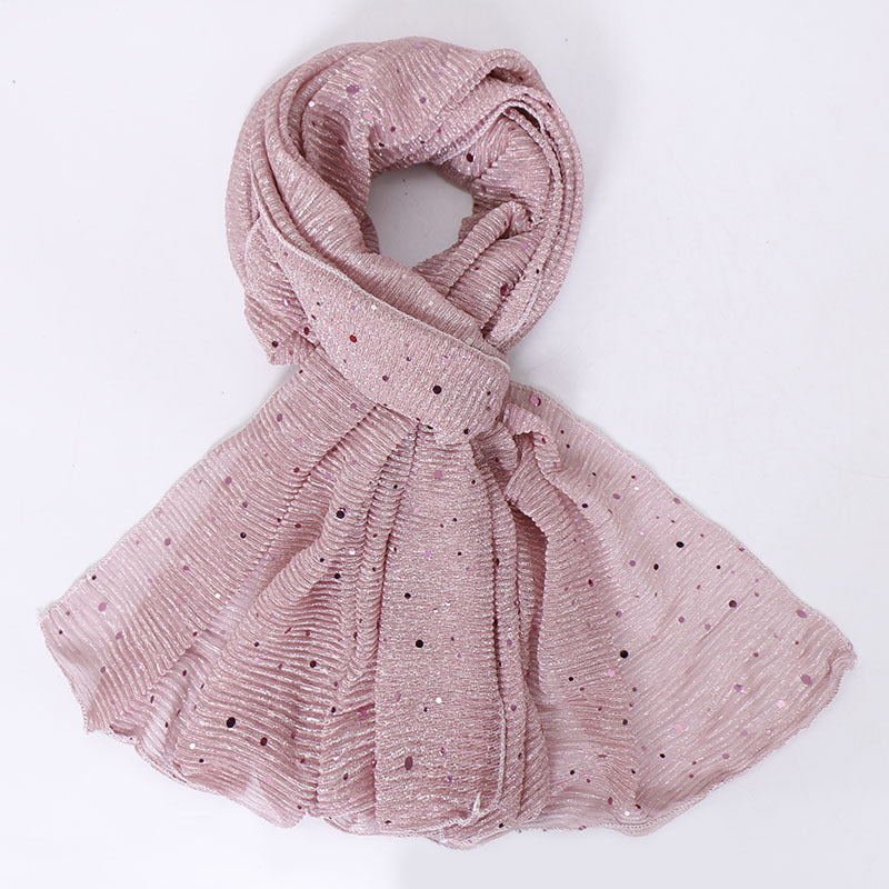 Sequins All-Mtch Scarf Monochrome Fashion Gold And Silver Long Scarf Women