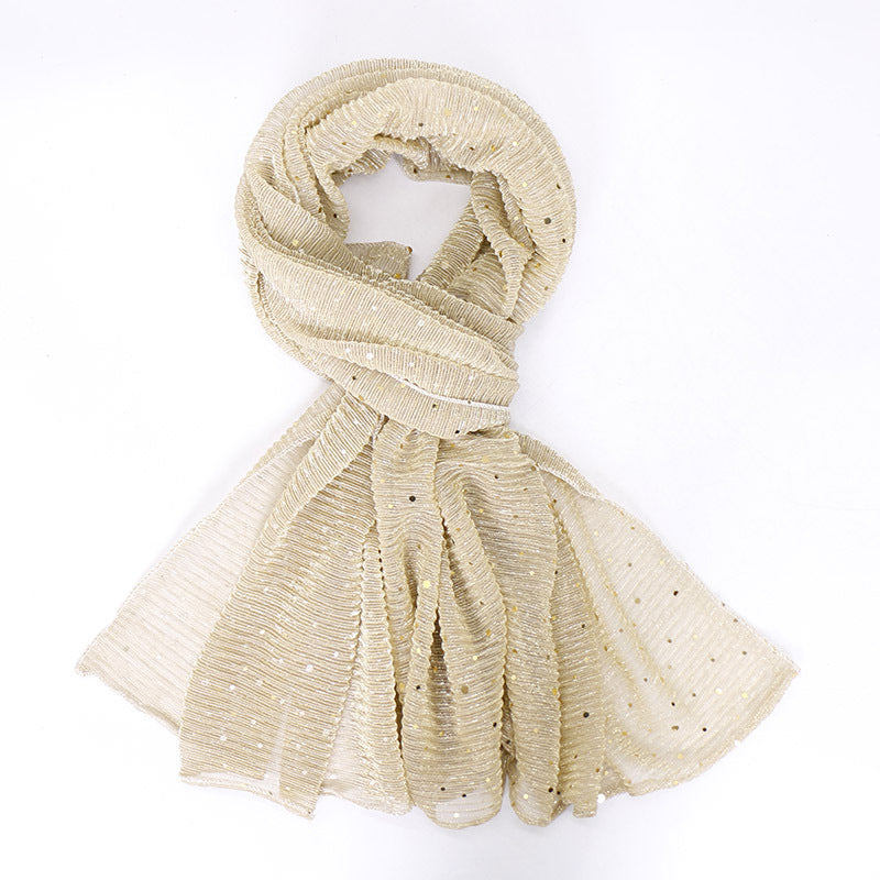 Sequins All-Mtch Scarf Monochrome Fashion Gold And Silver Long Scarf Women