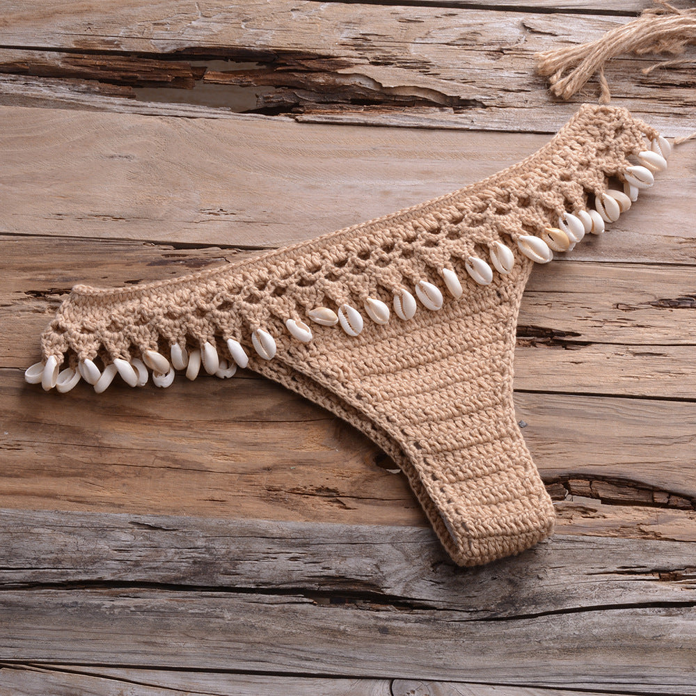 Sexy Personality Hollow Beach Knitted Seashell Pants Women