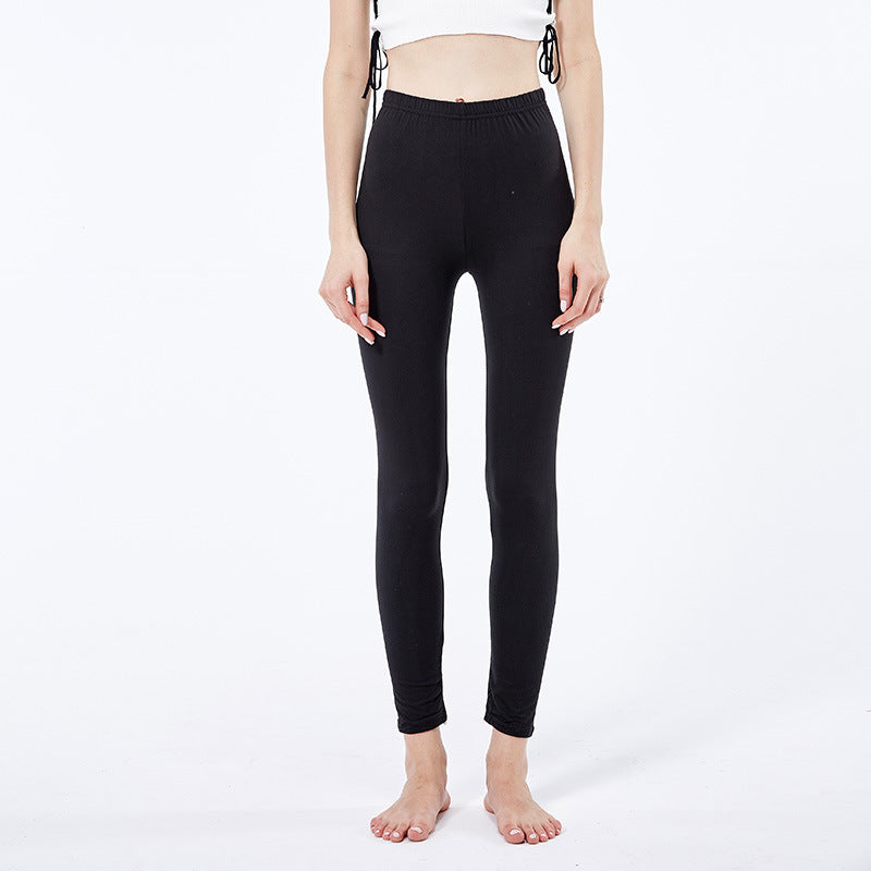 Frayed Cropped Trousers Slim Stretch Leggings
