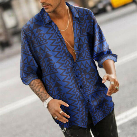 Loose Casual Retro-print Short-sleeved Shirt