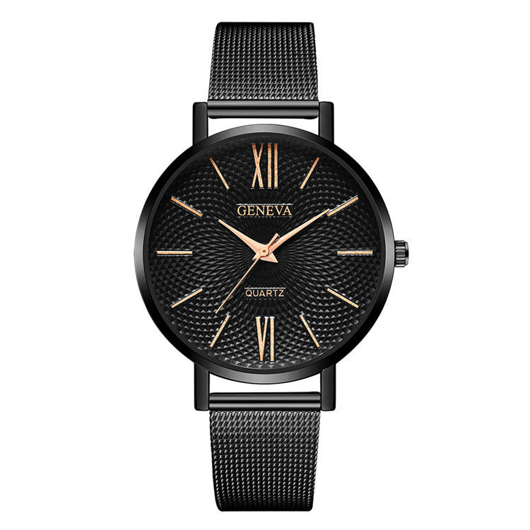 Large Dial Thin Strap Watch Minimalist Steel Band Quartz Watch