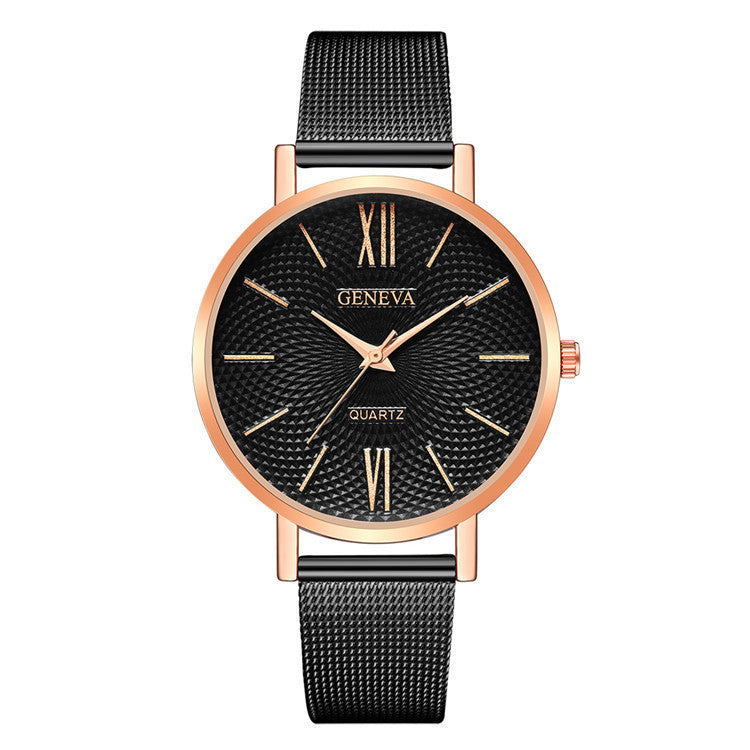Large Dial Thin Strap Watch Minimalist Steel Band Quartz Watch